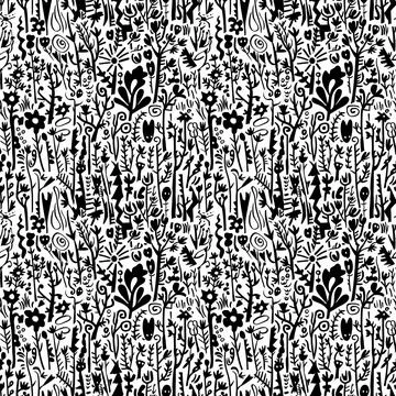 Cute Doodle Pattern For Fabric Print. Fun Doodle. Handmade Vector Illustration. Stock Illustration