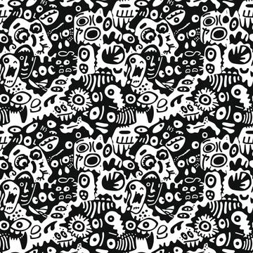 Cute Doodle Pattern For Fabric Print. Fun Doodle. Handmade Vector Illustration. Stock Illustration