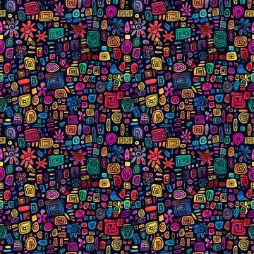 Cute Doodle Pattern For Fabric Print. Fun Doodle. Handmade Vector Illustration. Illustrazione stock