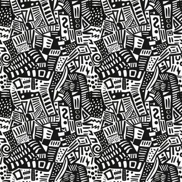 Cute Doodle Pattern For Fabric Print. Fun Doodle. Handmade Vector Illustration. Stock Illustration