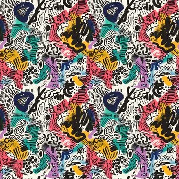 Cute Doodle Pattern For Fabric Print. Fun Doodle. Handmade Vector Illustration. Illustrazione stock