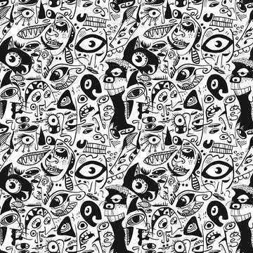 Cute Doodle Pattern For Fabric Print. Fun Doodle. Handmade Vector Illustration. Stock Illustration