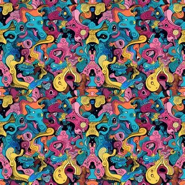 Cute Doodle Pattern For Fabric Print. Fun Doodle. Handmade Vector Illustration. Stock Illustration