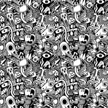 Cute Doodle Pattern For Fabric Print. Fun Doodle. Handmade Vector Illustration. Stock Illustration