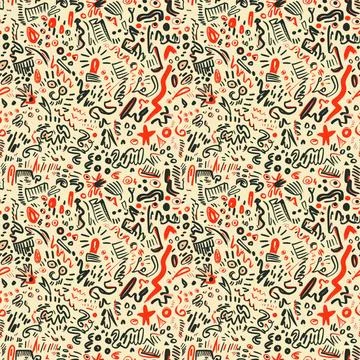 Cute Doodle Pattern For Fabric Print. Fun Doodle. Handmade Vector Illustration. Illustrazione stock
