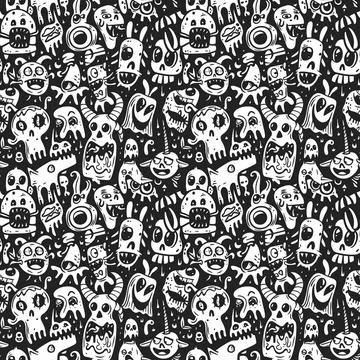 Cute Doodle Pattern For Fabric Print. Fun Doodle. Handmade Vector Illustration. Stock Illustration