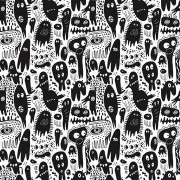 Cute Doodle Pattern For Fabric Print. Fun Doodle. Handmade Vector Illustration. Stock Illustration