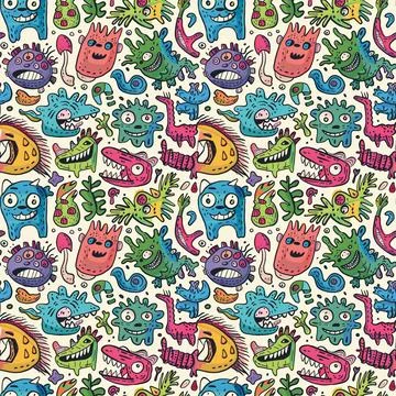 Cute Doodle Pattern For Fabric Print. Fun Doodle. Handmade Vector Illustration. Stock Illustration