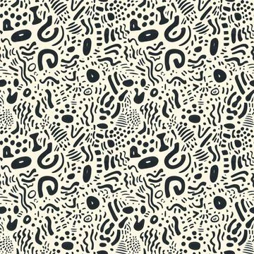 Cute Doodle Pattern For Fabric Print. Fun Doodle. Handmade Vector Illustration. Stock Illustration