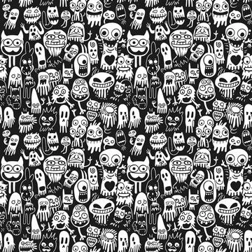 Cute Doodle Pattern For Fabric Print. Fun Doodle. Handmade Vector Illustration. Illustrazione stock