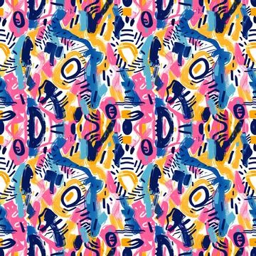 Cute Doodle Pattern For Fabric Print. Fun Doodle. Handmade Vector Illustration. Illustrazione stock