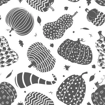 Cute doodle pumpkins seamless pattern. Halloween or Thanksgiving day background Stock Illustration
