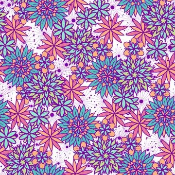 Cute doodle seamless floral pattern Stock Illustration