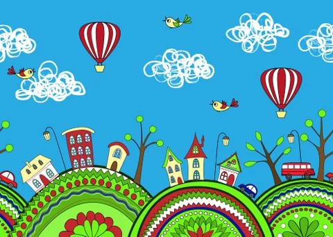 Cute doodle seamless pattern Stock Illustration
