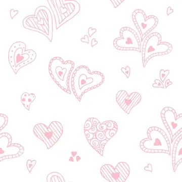 Cute doodle seamless pattern for st. Valentine s day with hearts Stock Illustration