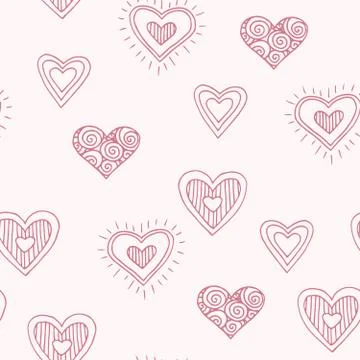 Cute doodle seamless pattern for st. Valentine s day with hearts Stock Illustration