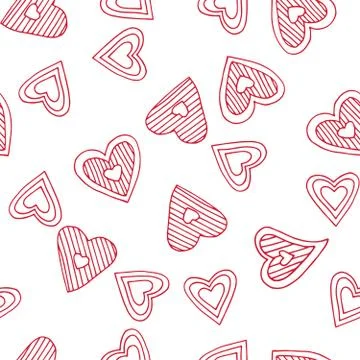 Cute doodle seamless pattern for st. Valentine s day with hearts Stock Illustration