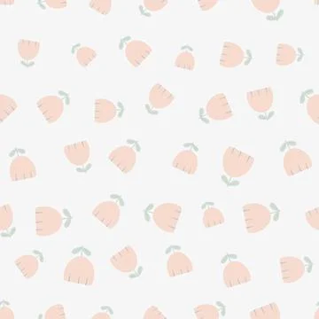 Cute doodle seamless repeat pattern with cream flowers Stock Illustration