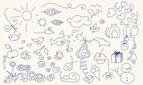 Cute doodle set Stock Illustration