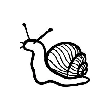 Cute doodle snail drawing in minimal hand drawn style. Simple outline anima.. Stock Illustration