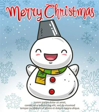 Cute doodle snowman 스톡 일러스트