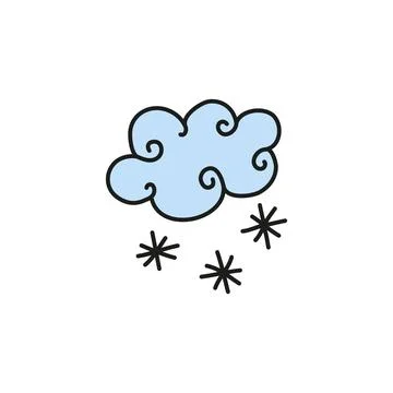 Cute doodle snowy cloud. Stock Illustration