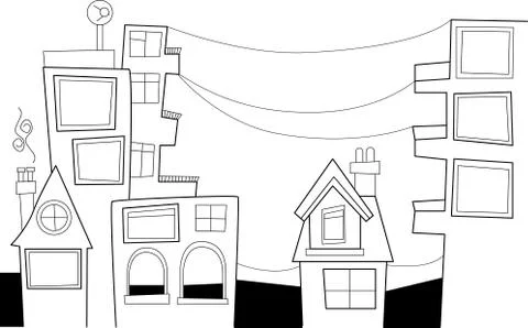 Cute doodle style city Stock Illustration