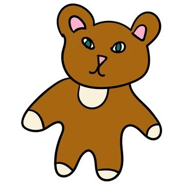 Cute doodle teddy bear Stock Illustration
