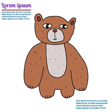 Cute doodle teddy bear isolated on white Stock Illustration