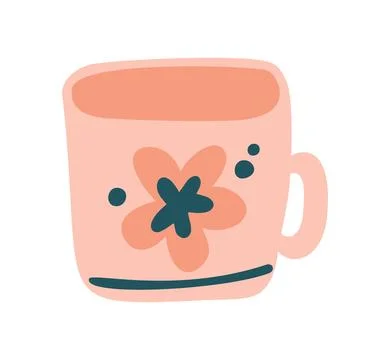 Cute doodle vector scandinavian cup for tea, coffee and other hot drinks イラスト素材
