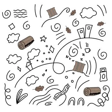 A cute doodle with warm cozy things Stock Illustration