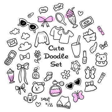 Cute doodles for enhancing projects and making fun crafts Stock Illustration