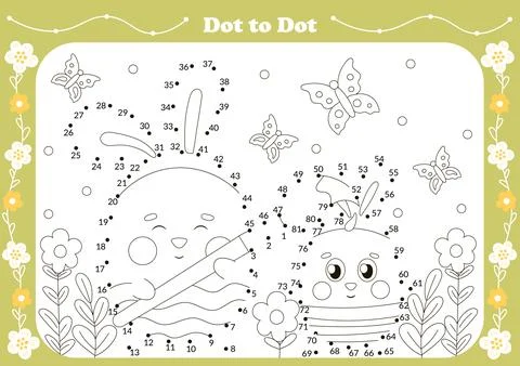 Cute dot to dot game for kids with easter theamed character - bunny paintin.. Stock Illustration