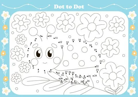 Cute dot to dot game for kids with insect theamed character - ladybug and f.. Stock Illustration