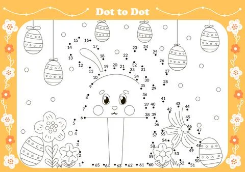 Cute dot to dot game for kids with easter theamed character - bunny in gift.. Stock Illustration