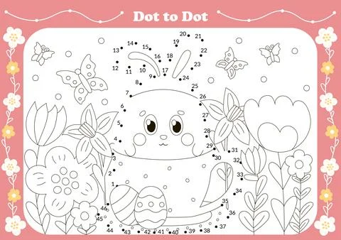 Cute dot to dot game for kids with easter theamed character - bunny in cup .. Stock Illustration