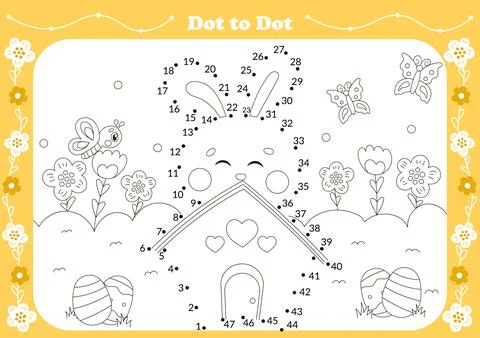 Cute dot to dot game for kids with easter theamed character - bunny with bu.. Stock Illustration