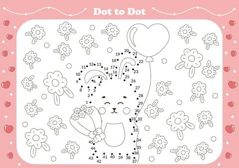 Cute dot to dot game for kids with valentine day theamed character - bunny .. Stock Illustration