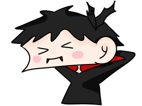 Cute Dracula Vampire Head Halloween Cartoon Illustration Stock Illustration