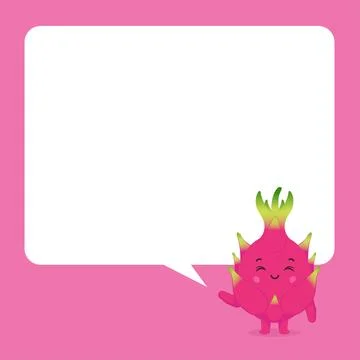 Cute Dragon Fruit with Speech Bubbles Stock Illustration