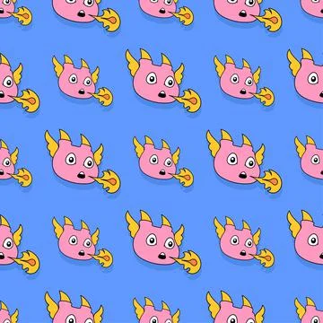 Cute dragon kid seamless repeat pattern. background illustration Stock Illustration