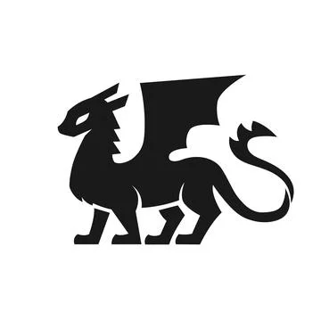 Cute Dragon Silhouettes Character Vector Stock Illustration