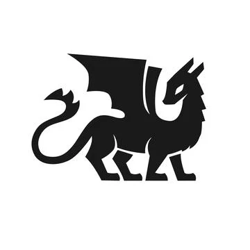 Cute Dragon Silhouettes Character Vector Stock Illustration