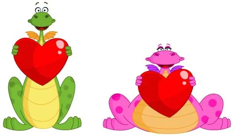 Cute dragons valentine Stock Illustration