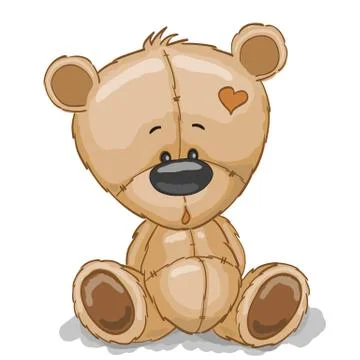 Cute Drawing Teddy on a white background Stock Illustration