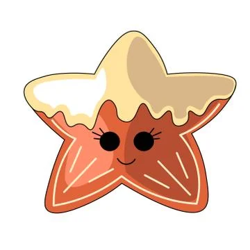 Cute drawn cartoon gingerbread in the shape of a star Stock Illustration