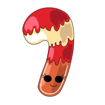 Cute drawn cartoon gingerbread in the shape of a Candy Illustrazione stock