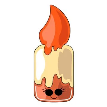 Cute drawn cartoon gingerbread in the shape of a candle Illustrazione stock