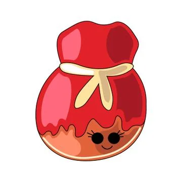 Cute drawn cartoon gingerbread in the shape of a pouch Stock-Illustration