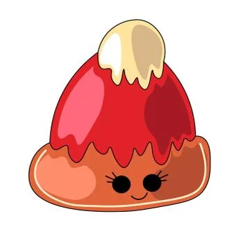 Cute drawn cartoon gingerbread in the shape of a hat Stock Illustration
